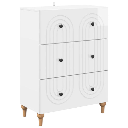 Skříň Se Zásuvkami Bílá S Vysokým Leskem 66 X 34,5 X 90 Cm