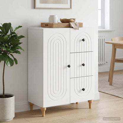 Servírovací Skříň Bílá 66 X 34,5 X 90 Cm Kompozitní Dřevo