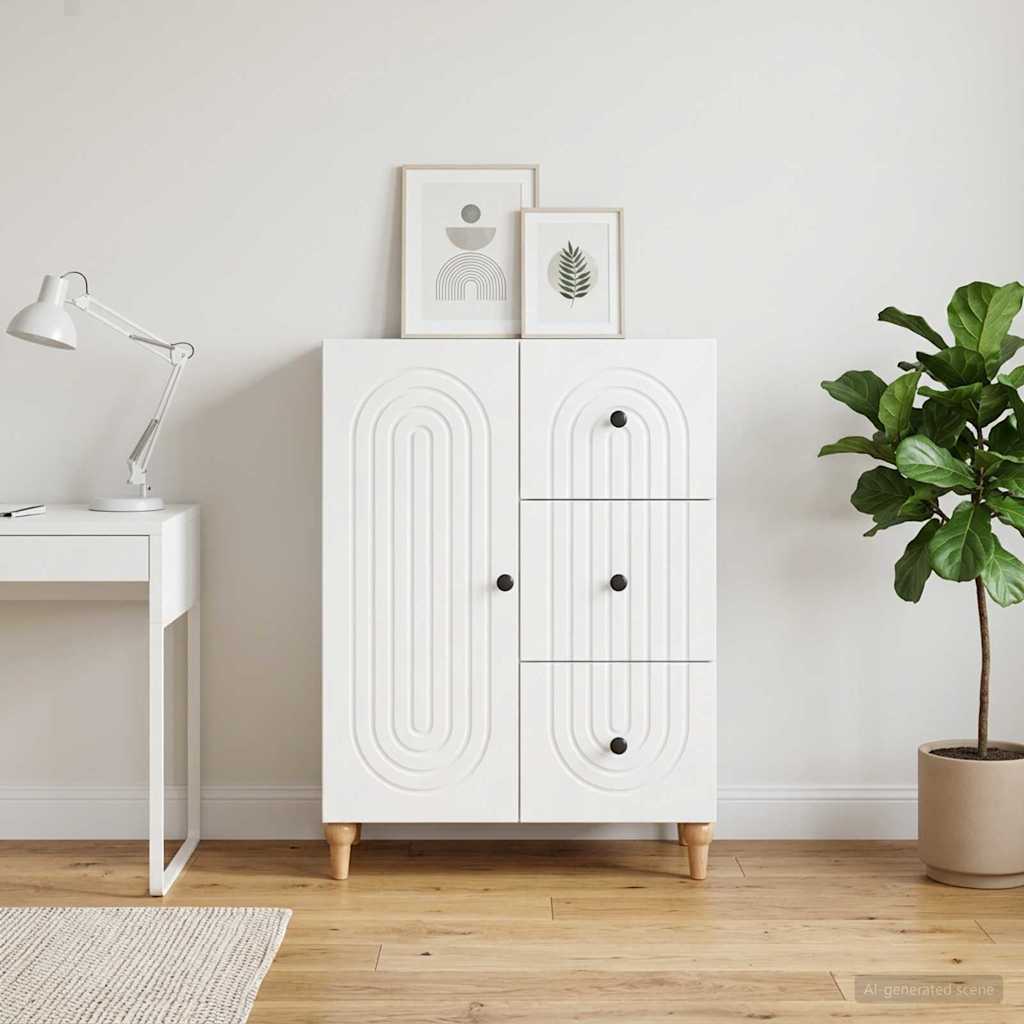 Servírovací Skříň Bílá 66 X 34,5 X 90 Cm Kompozitní Dřevo
