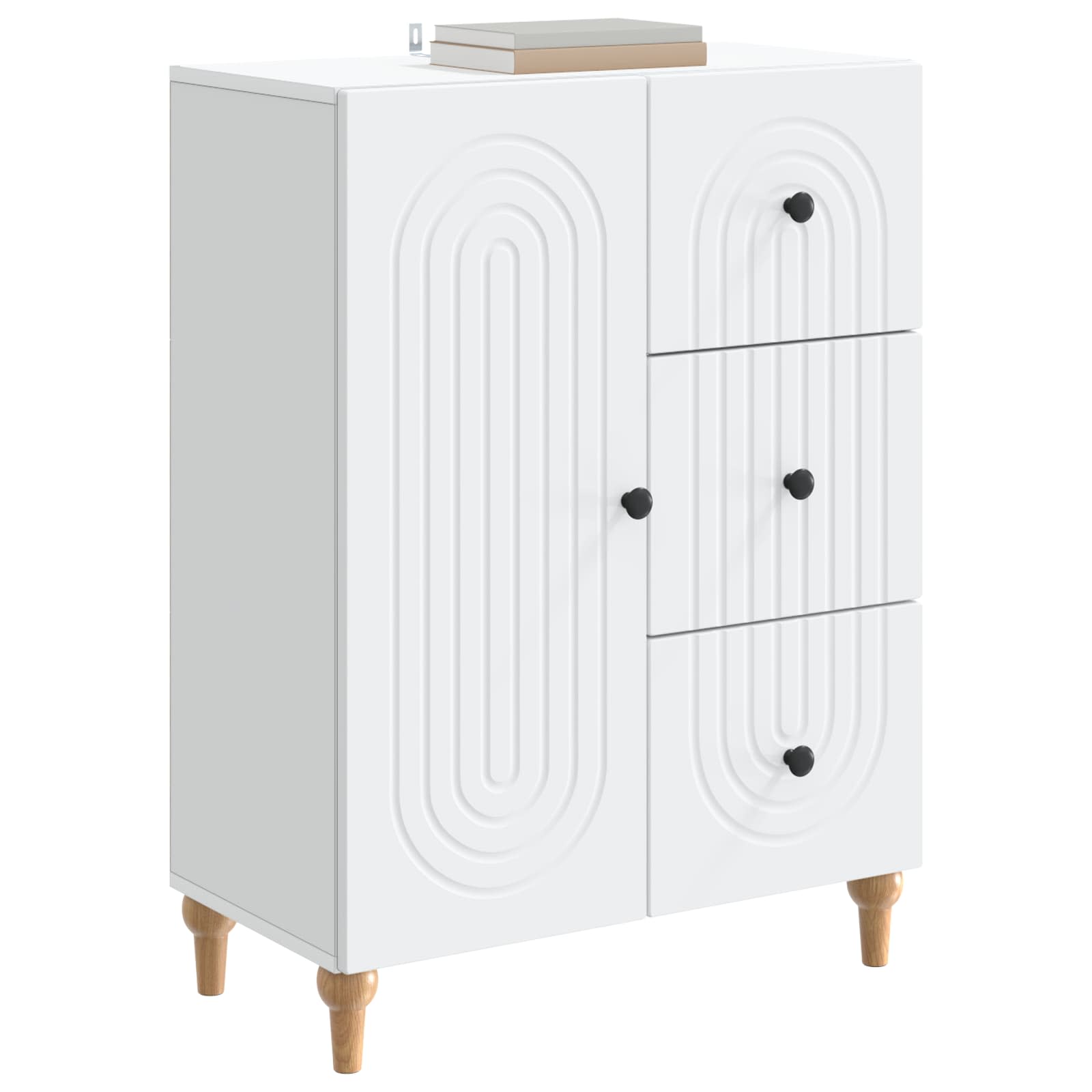 Servírovací Skříň Bílá 66 X 34,5 X 90 Cm Kompozitní Dřevo
