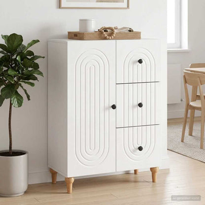Servírovací Skříň Bílá S Vysokým Leskem 66 X 34,5 X 90 Cm