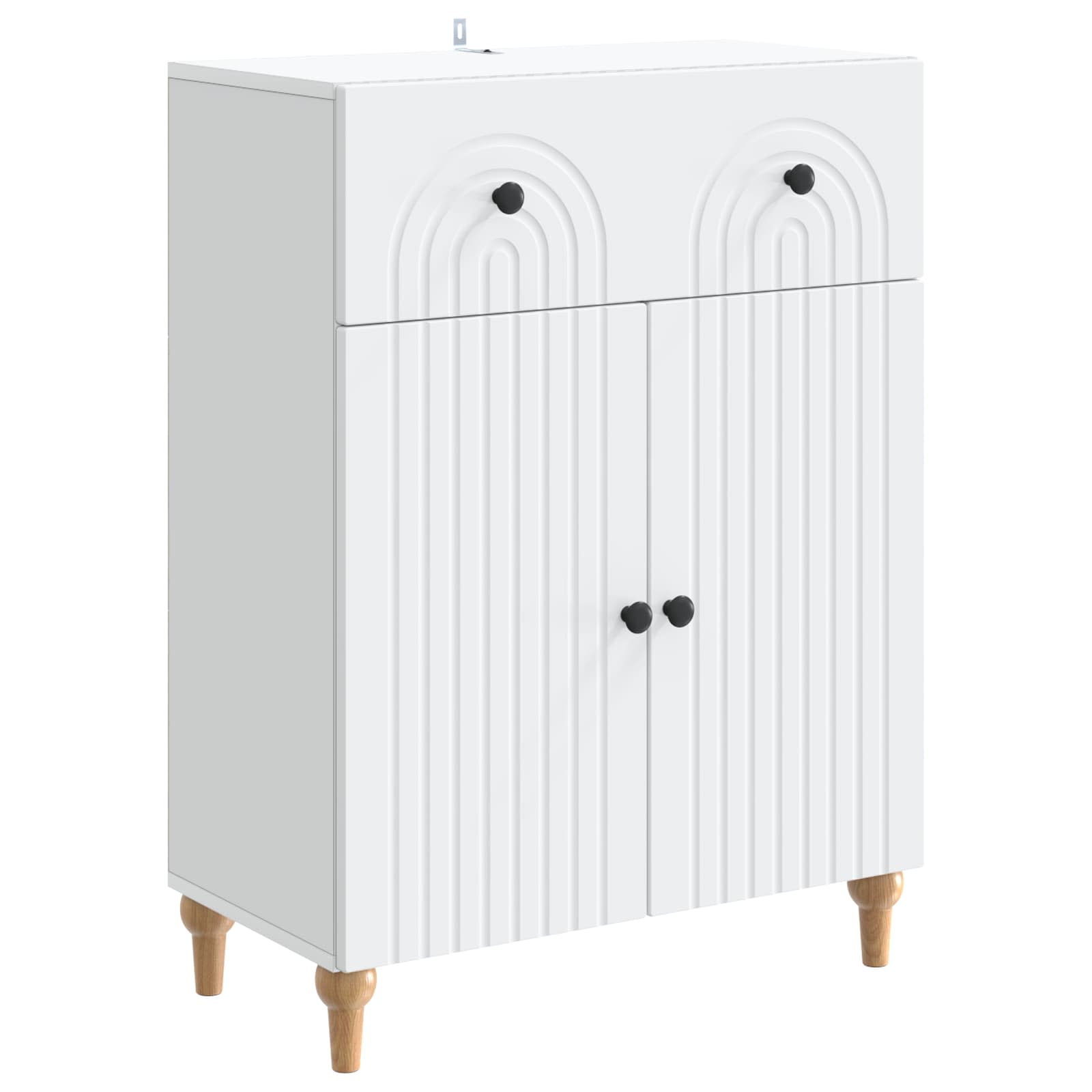Servírovací Skříň Bílá 66 X 34,5 X 90 Cm Kompozitní Dřevo