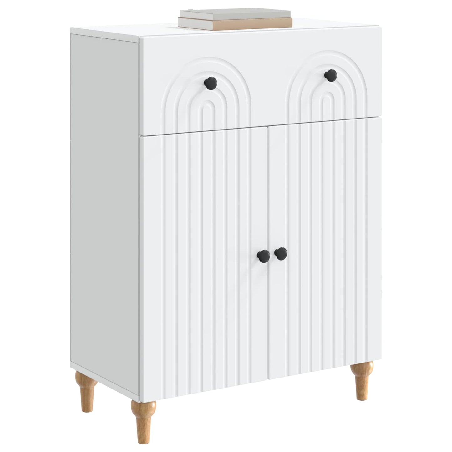 Servírovací Skříň Bílá 66 X 34,5 X 90 Cm Kompozitní Dřevo