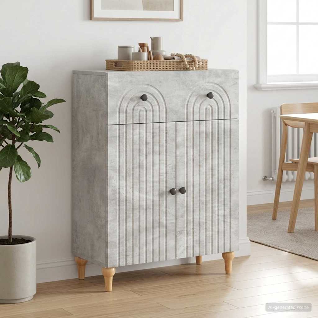 Servírovací Skříň Se Zásuvkou Betonově Šedá 66 X 34,5 X 90 Cm