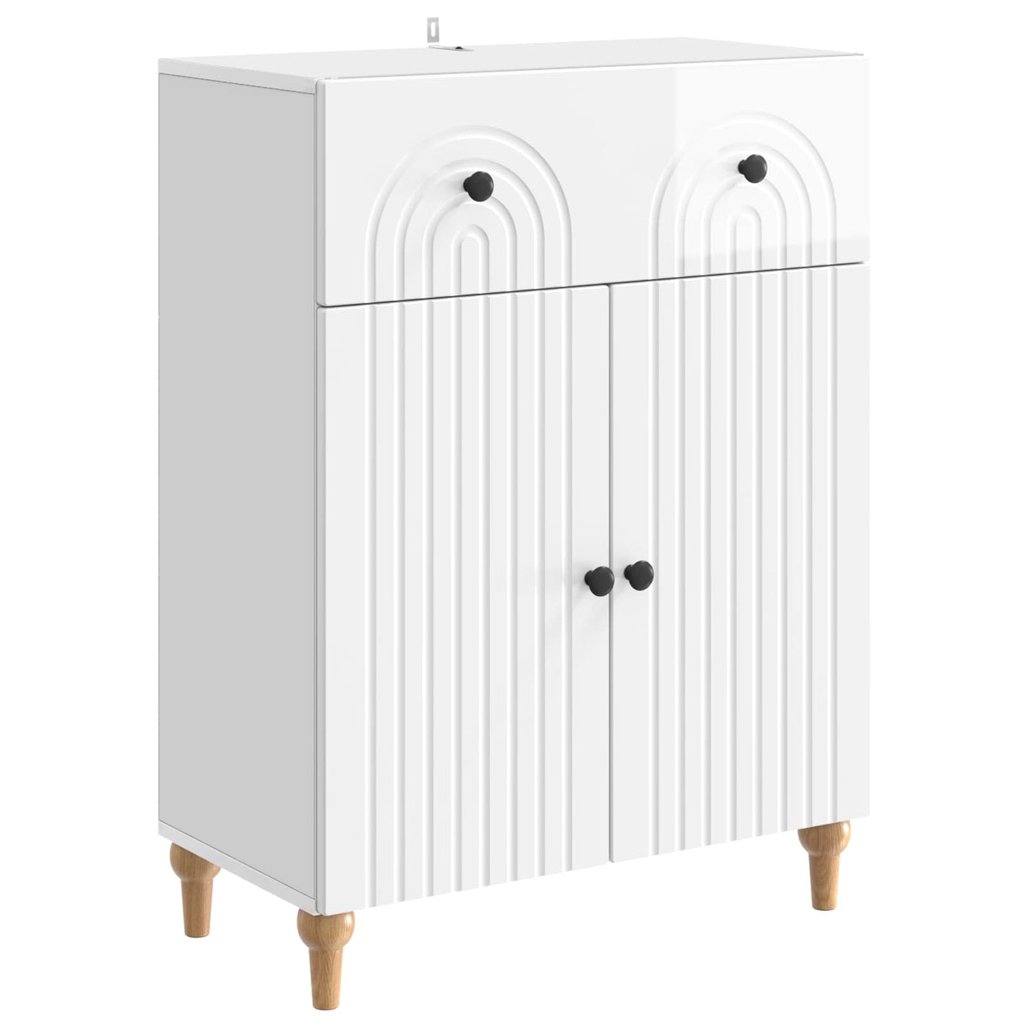 Servírovací Skříň Bílá S Vysokým Leskem 66 X 34,5 X 90 Cm