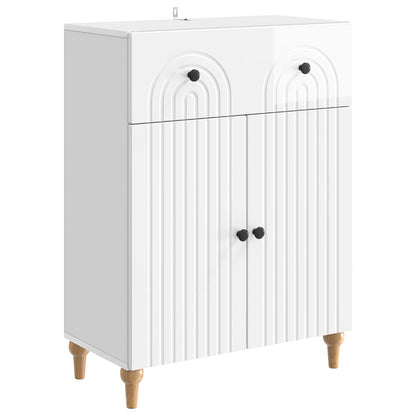 Servírovací Skříň Bílá S Vysokým Leskem 66 X 34,5 X 90 Cm