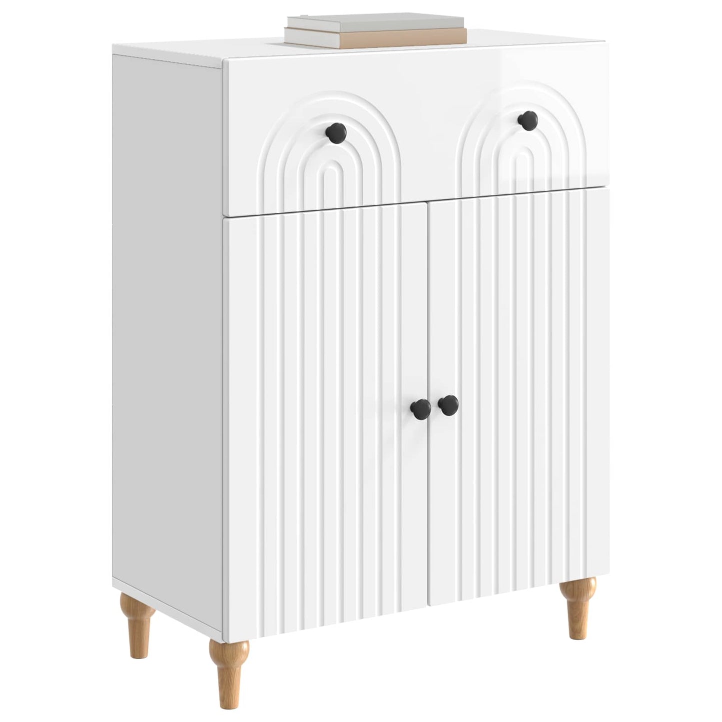 Servírovací Skříň Bílá S Vysokým Leskem 66 X 34,5 X 90 Cm