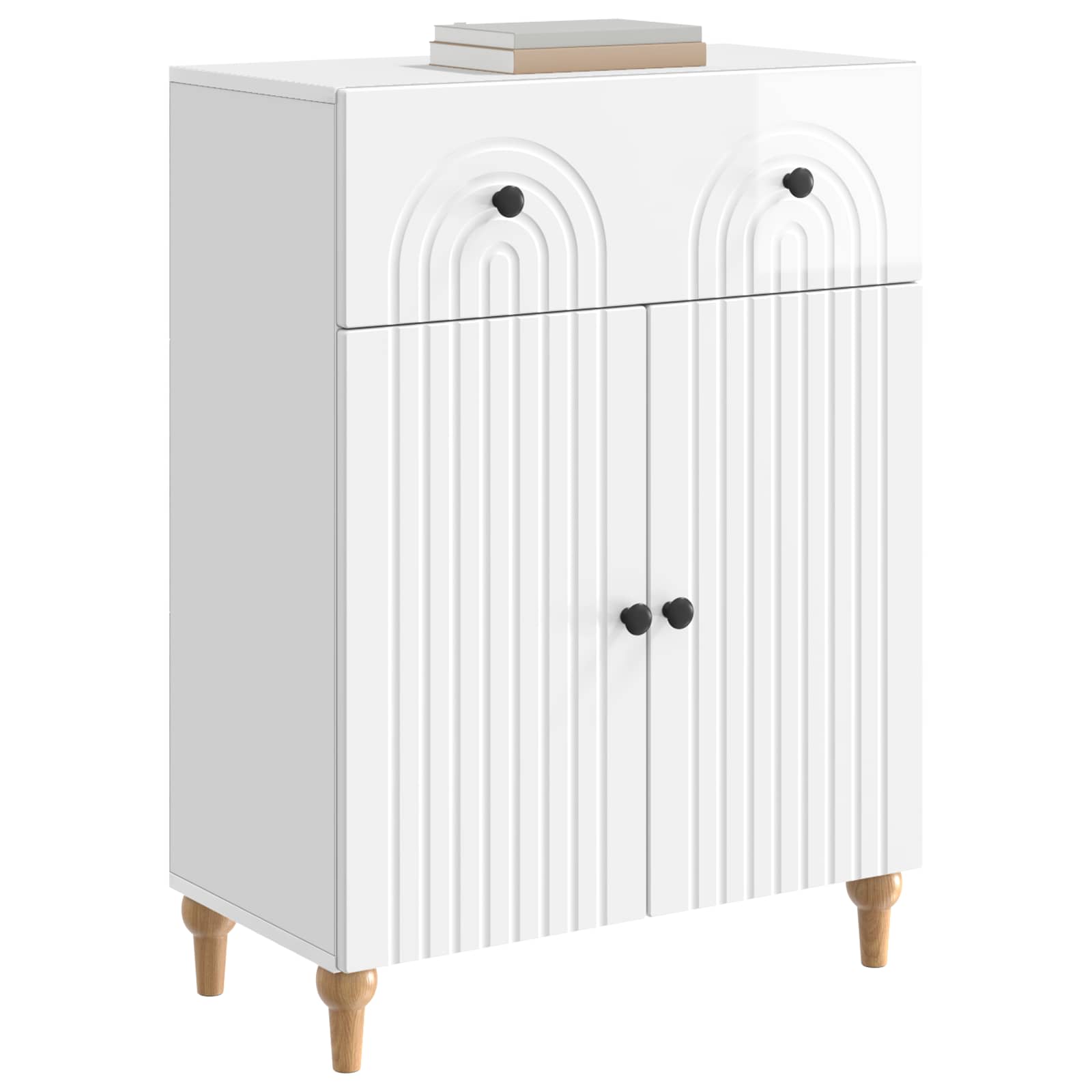 Servírovací Skříň Bílá S Vysokým Leskem 66 X 34,5 X 90 Cm