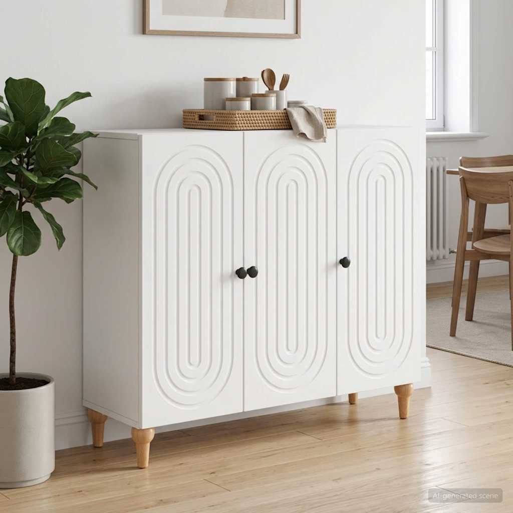 Servírovací Skříň Bílá 89 X 34,5 X 80 Cm Kompozitní Dřevo