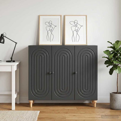 Servírovací Skříň Černá 89 X 34,5 X 80 Cm Kompozitní Dřevo