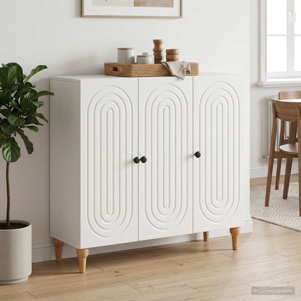 Servírovací Skříň Bílá S Vysokým Leskem 89 X 34,5 X 80 Cm