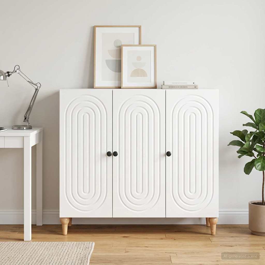 Servírovací Skříň Bílá S Vysokým Leskem 89 X 34,5 X 80 Cm