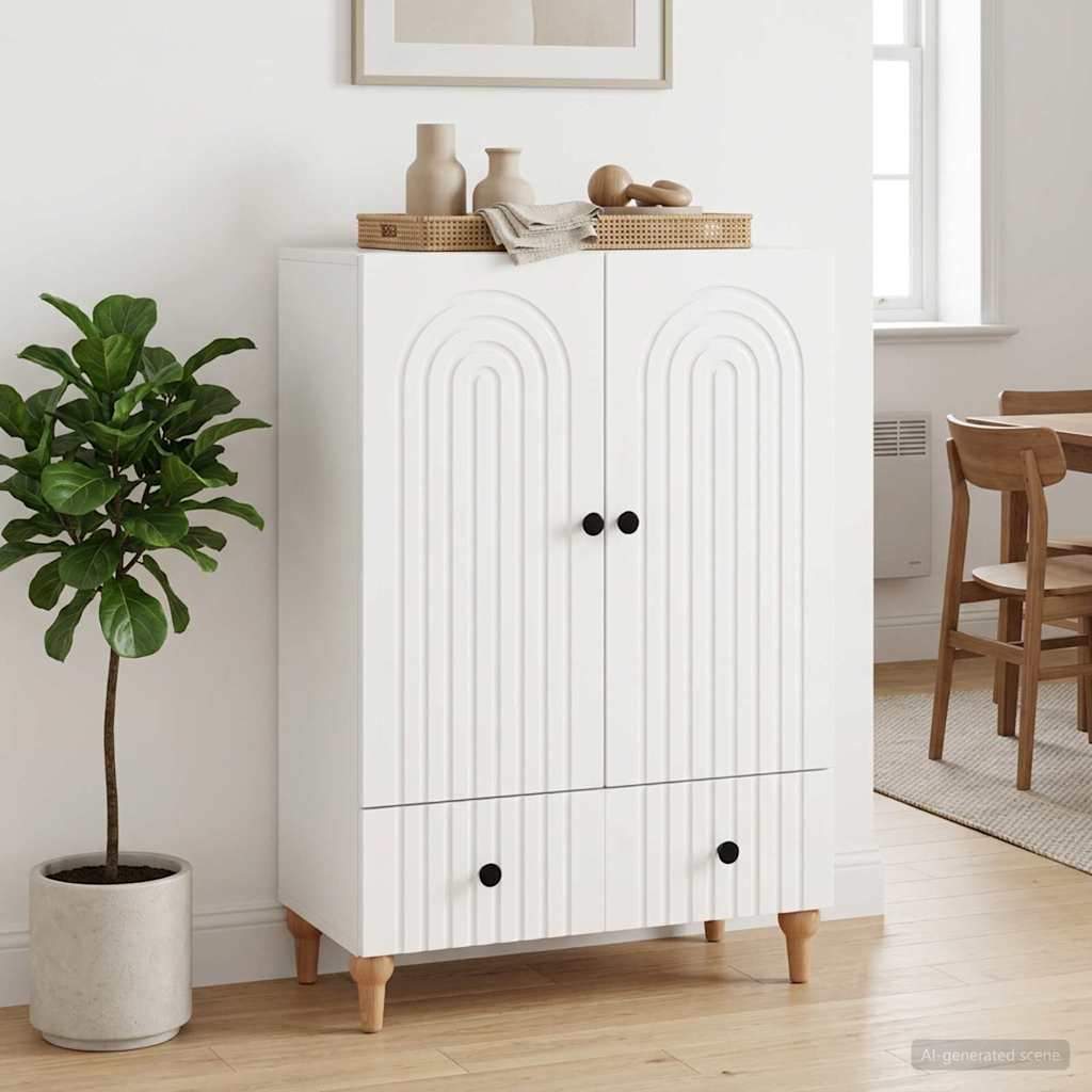 Servírovací Skříň Bílá 66 X 34,5 X 95 Cm Kompozitní Dřevo