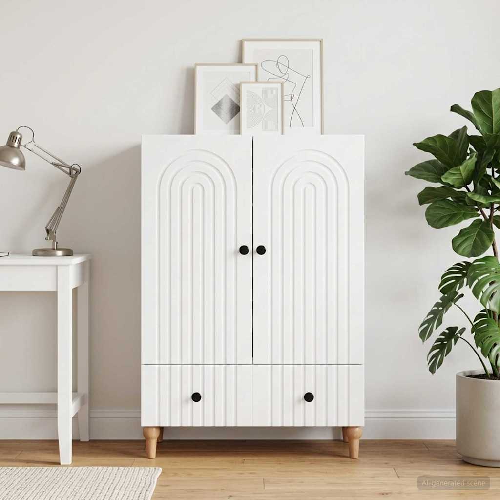 Servírovací Skříň Bílá 66 X 34,5 X 95 Cm Kompozitní Dřevo