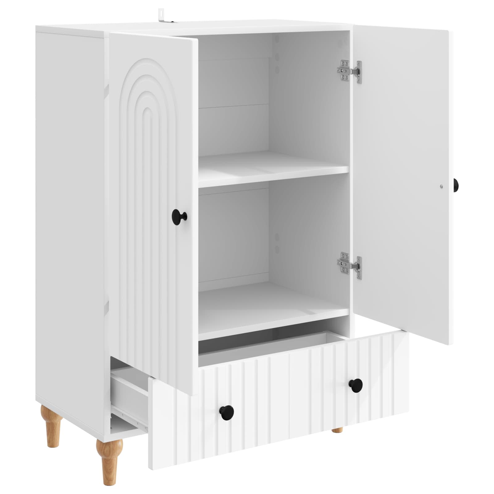 Servírovací Skříň Bílá 66 X 34,5 X 95 Cm Kompozitní Dřevo