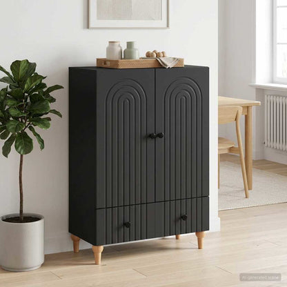 Servírovací Skříň Černá 66 X 34,5 X 95 Cm Kompozitní Dřevo