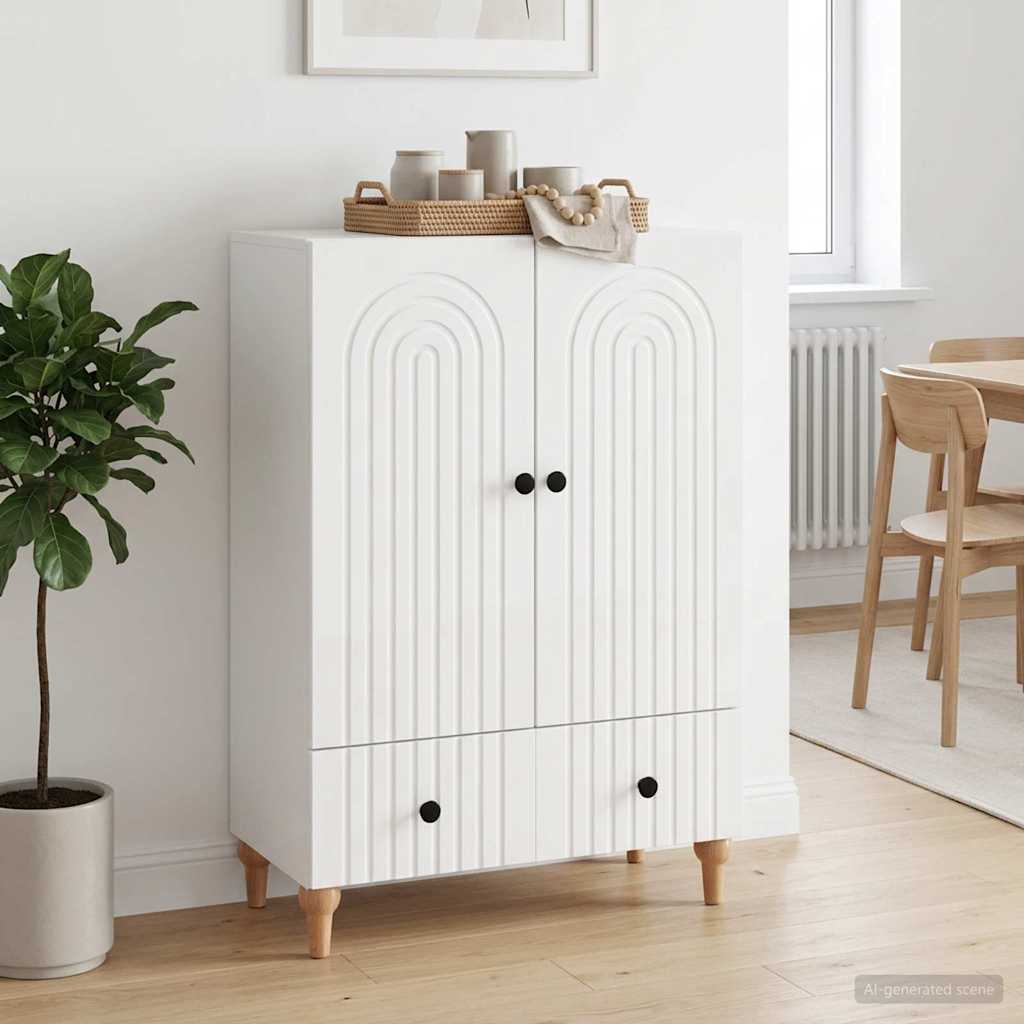 Servírovací Skříň Bílá S Vysokým Leskem 66 X 34,5 X 95 Cm