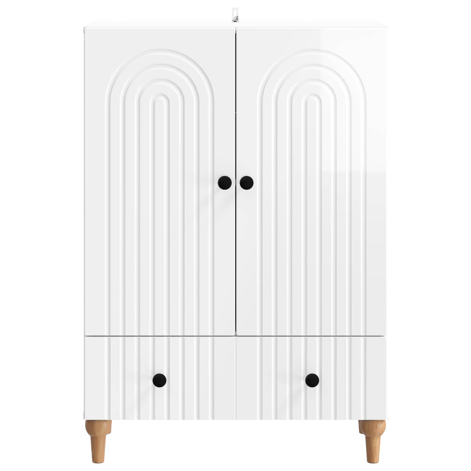 Servírovací Skříň Bílá S Vysokým Leskem 66 X 34,5 X 95 Cm