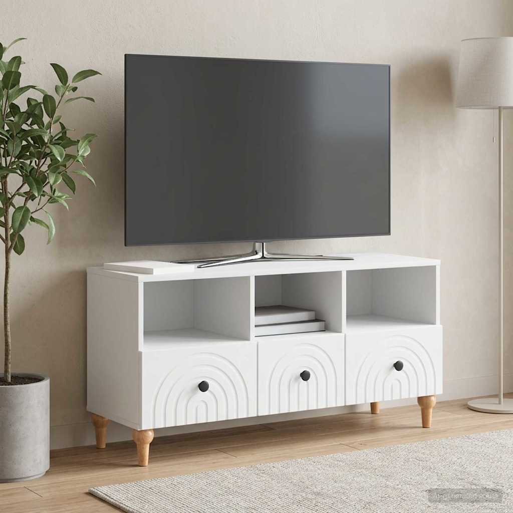 Televizní Skříň Bílý 102 X 34,5 X 50 Cm Dřevěný Materiál