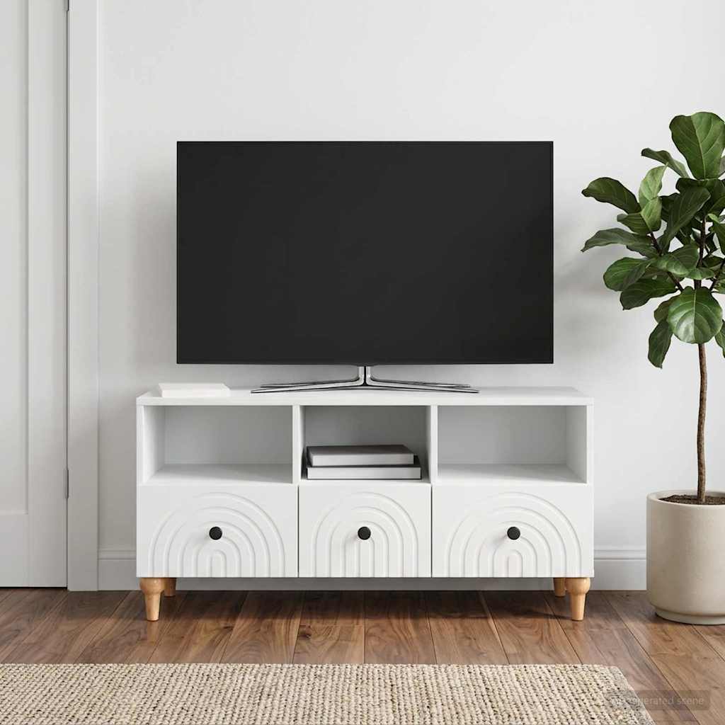 Televizní Skříň Bílý 102 X 34,5 X 50 Cm Dřevěný Materiál