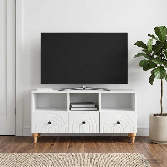 Televizní Skříň Bílý 102 X 34,5 X 50 Cm Dřevěný Materiál