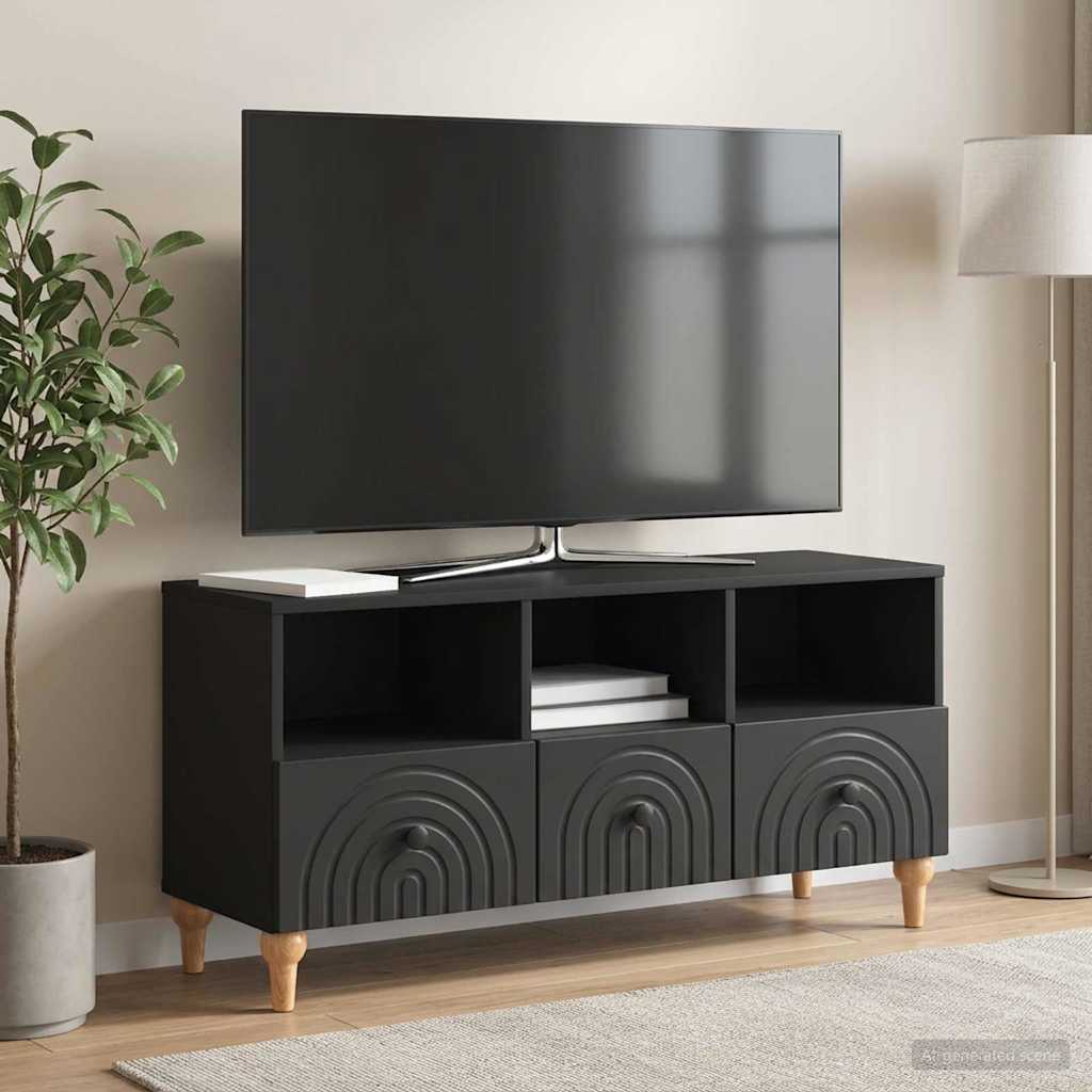 Televizní Skříň Černý 102 X 34,5 X 50 Cm Dřevěný Materiál