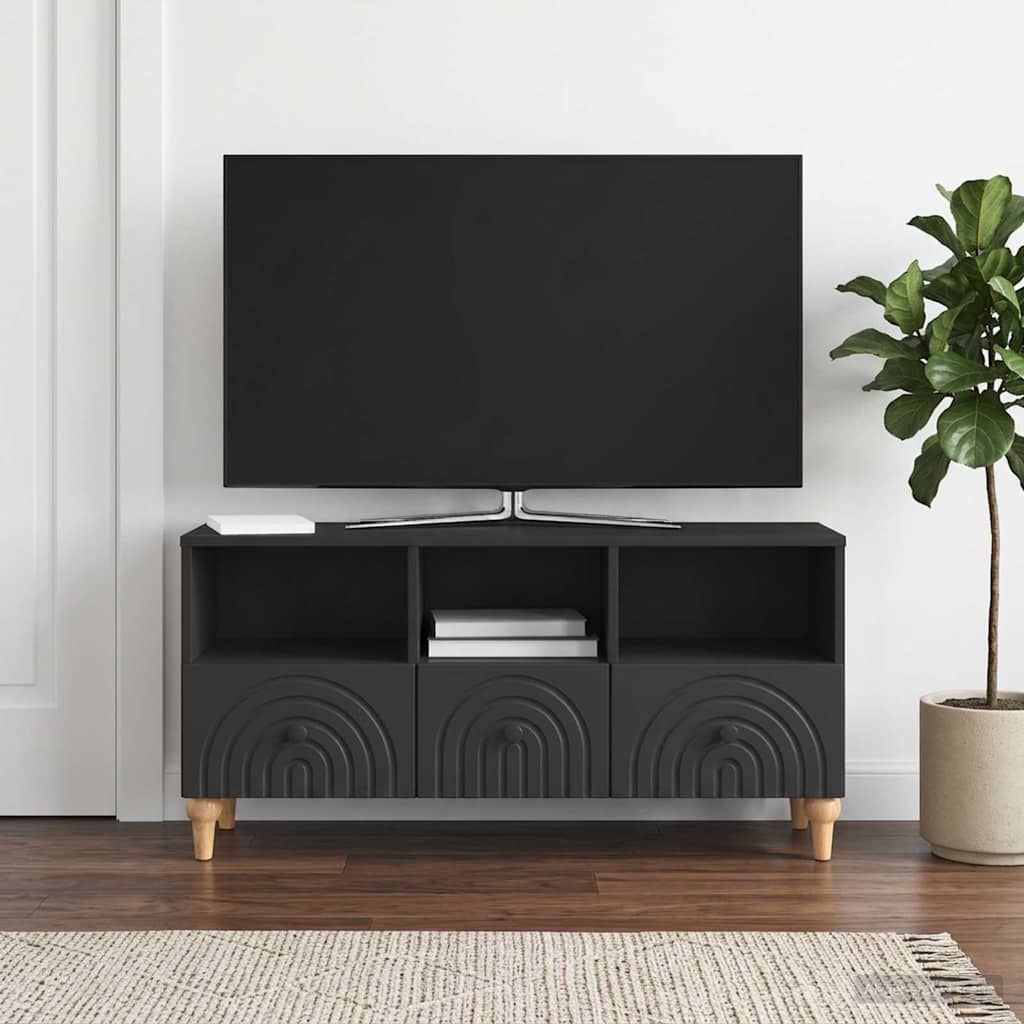 Televizní Skříň Černý 102 X 34,5 X 50 Cm Dřevěný Materiál
