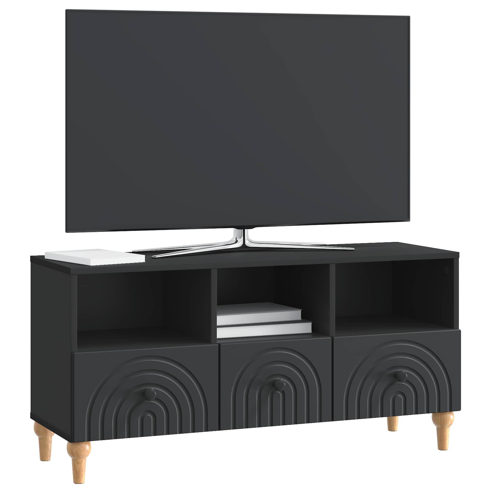 Televizní Skříň Černý 102 X 34,5 X 50 Cm Dřevěný Materiál