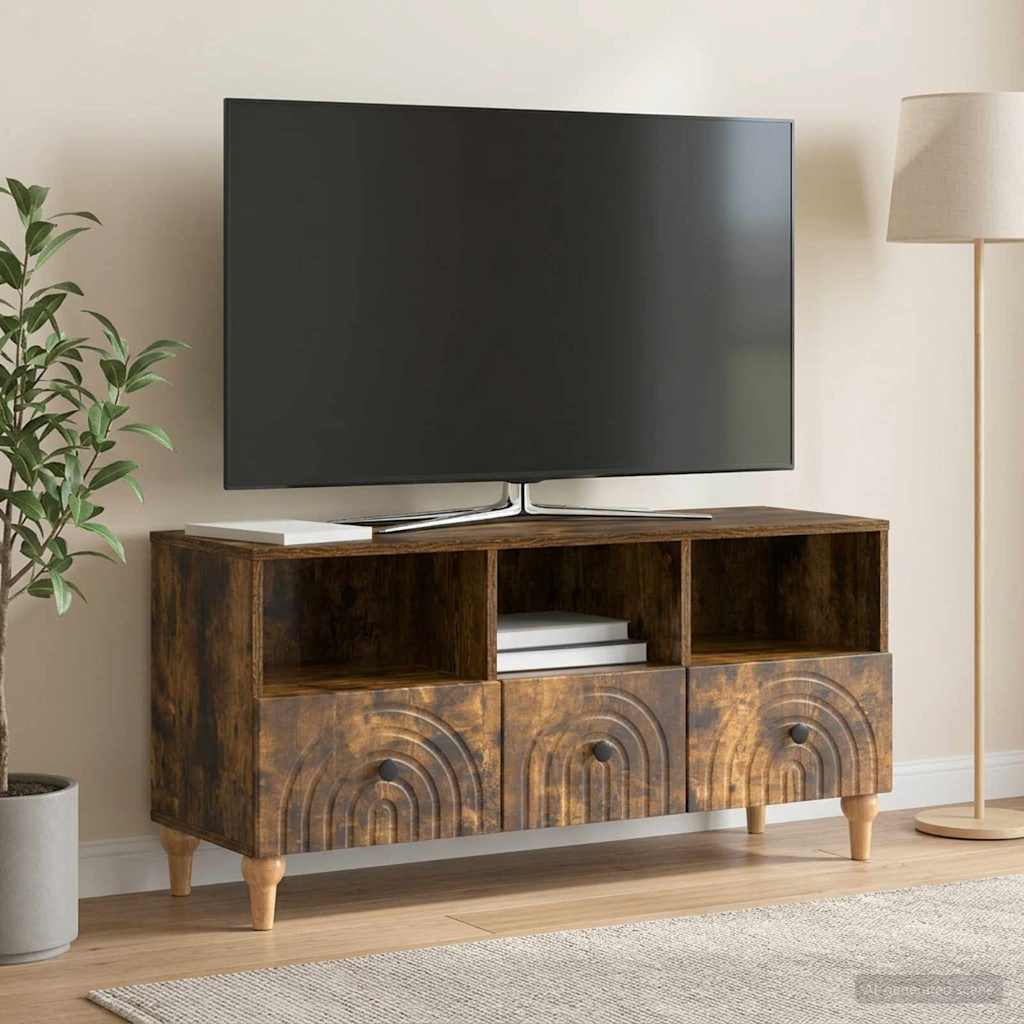 Televizní Skříň Uzený Dub 102 X 34,5 X 50 Cm Dřevěný Materiál