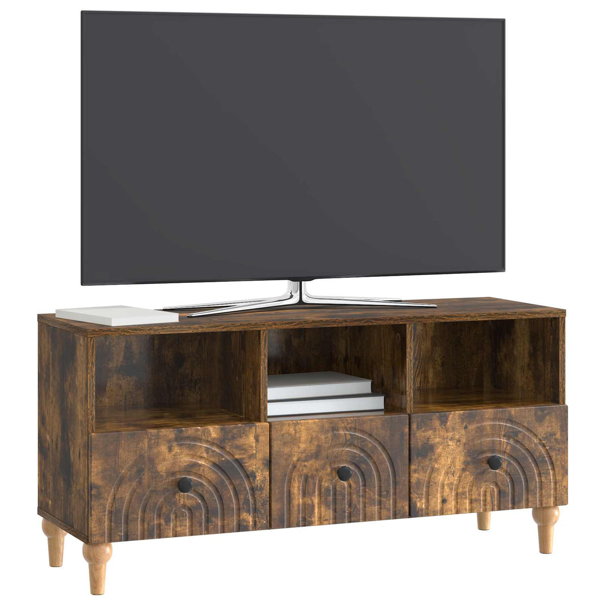 Televizní Skříň Uzený Dub 102 X 34,5 X 50 Cm Dřevěný Materiál