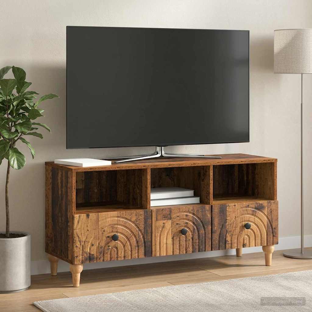 Televizní Skříň Staré Dřevo 102 X 34,5 X 50 Cm Dřevěný Materiál