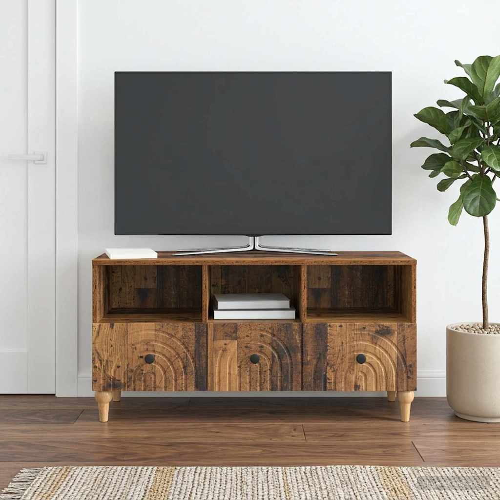 Televizní Skříň Staré Dřevo 102 X 34,5 X 50 Cm Dřevěný Materiál