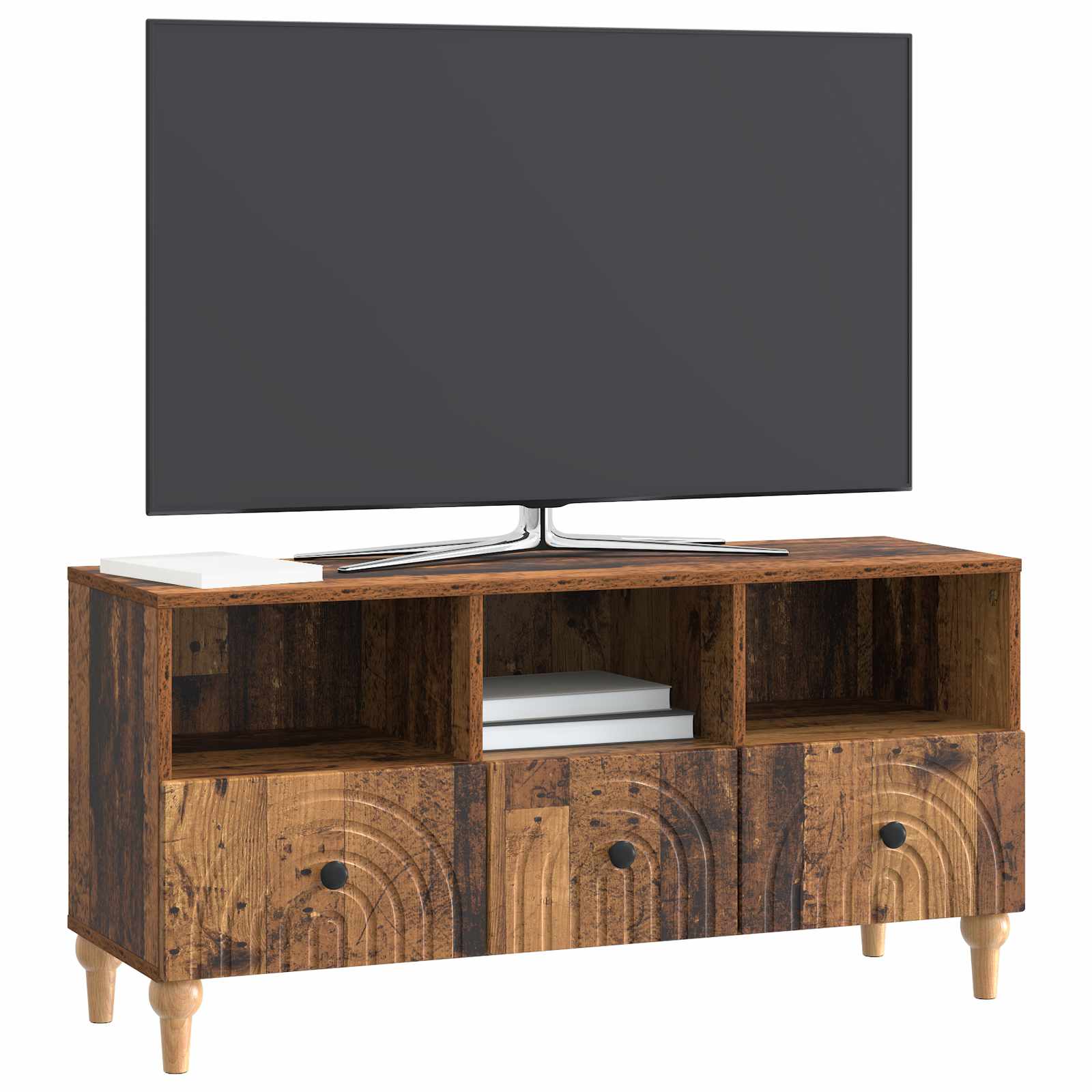 Televizní Skříň Staré Dřevo 102 X 34,5 X 50 Cm Dřevěný Materiál