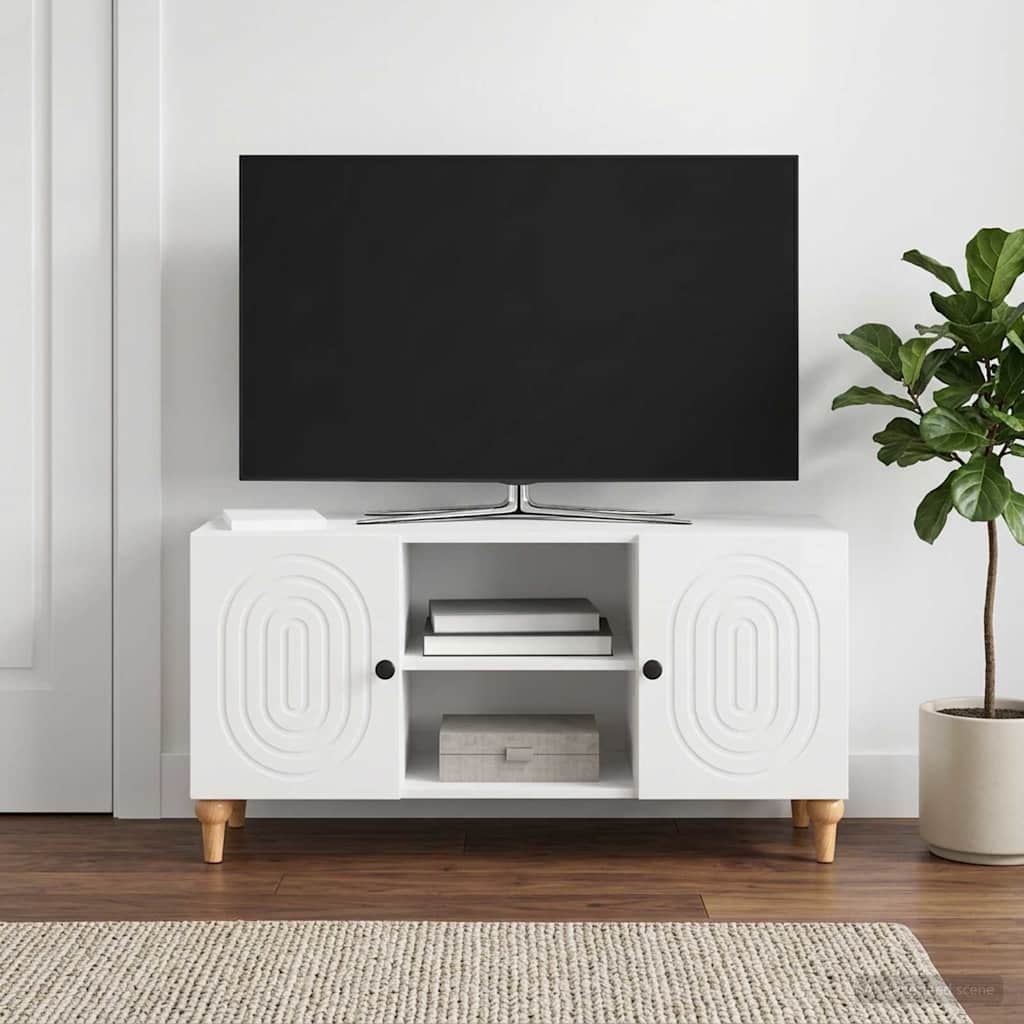 Televizní Skříň Bílá S Vysokým Leskem 102 X 34,5 X 50 Cm