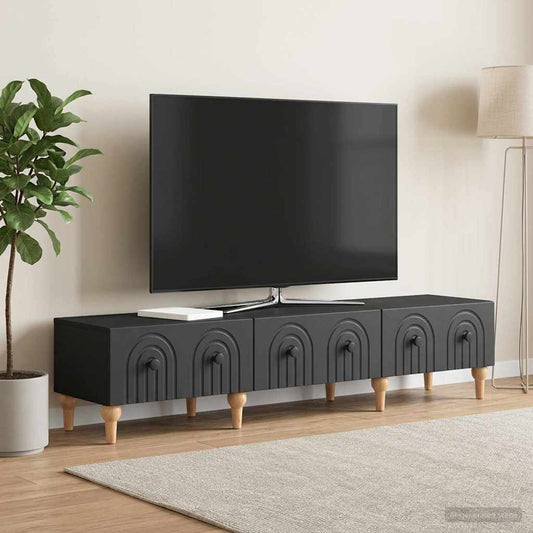 Televizní Skříň Černá 147 X 34,5 X 30 Cm Kompozitní Dřevo