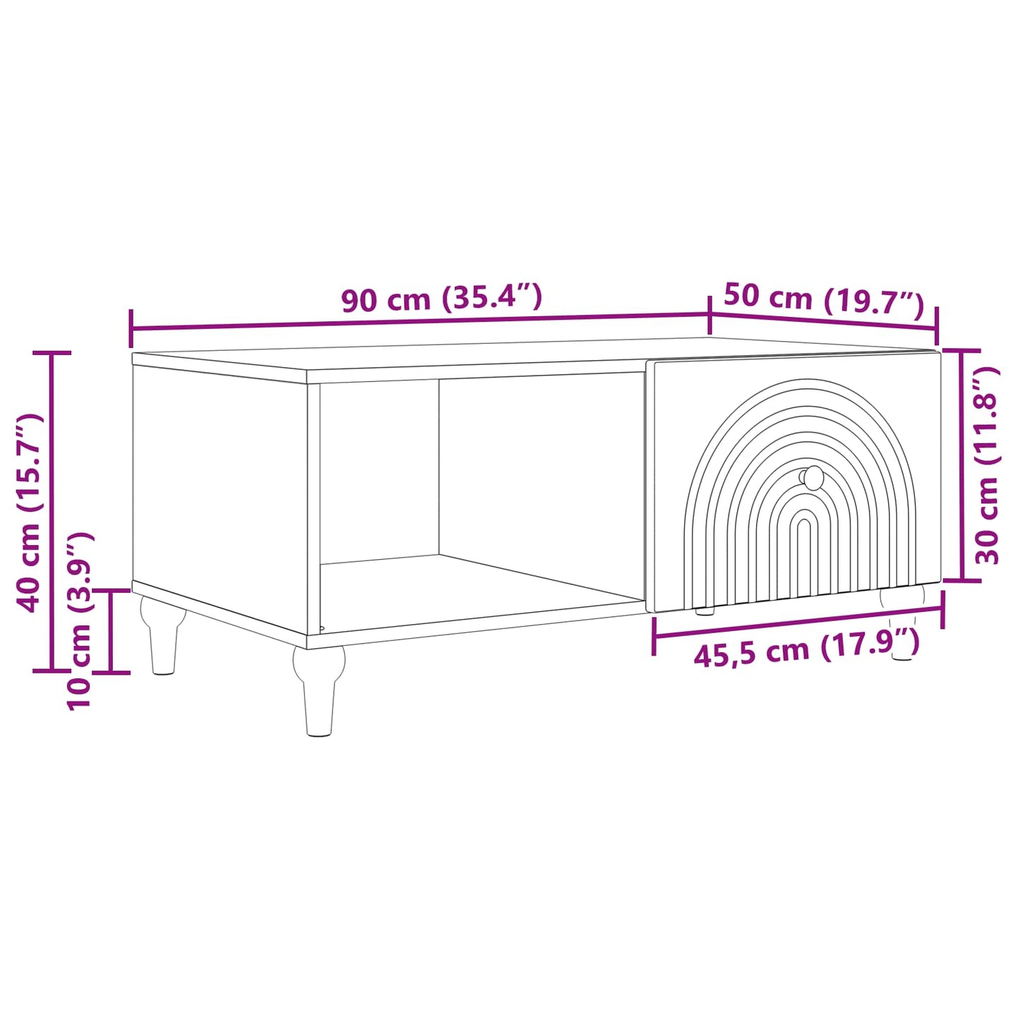 Konferenční Stolek Kouřový Dub 90 X 50 X 40 Cm Kompozitní Dřevo