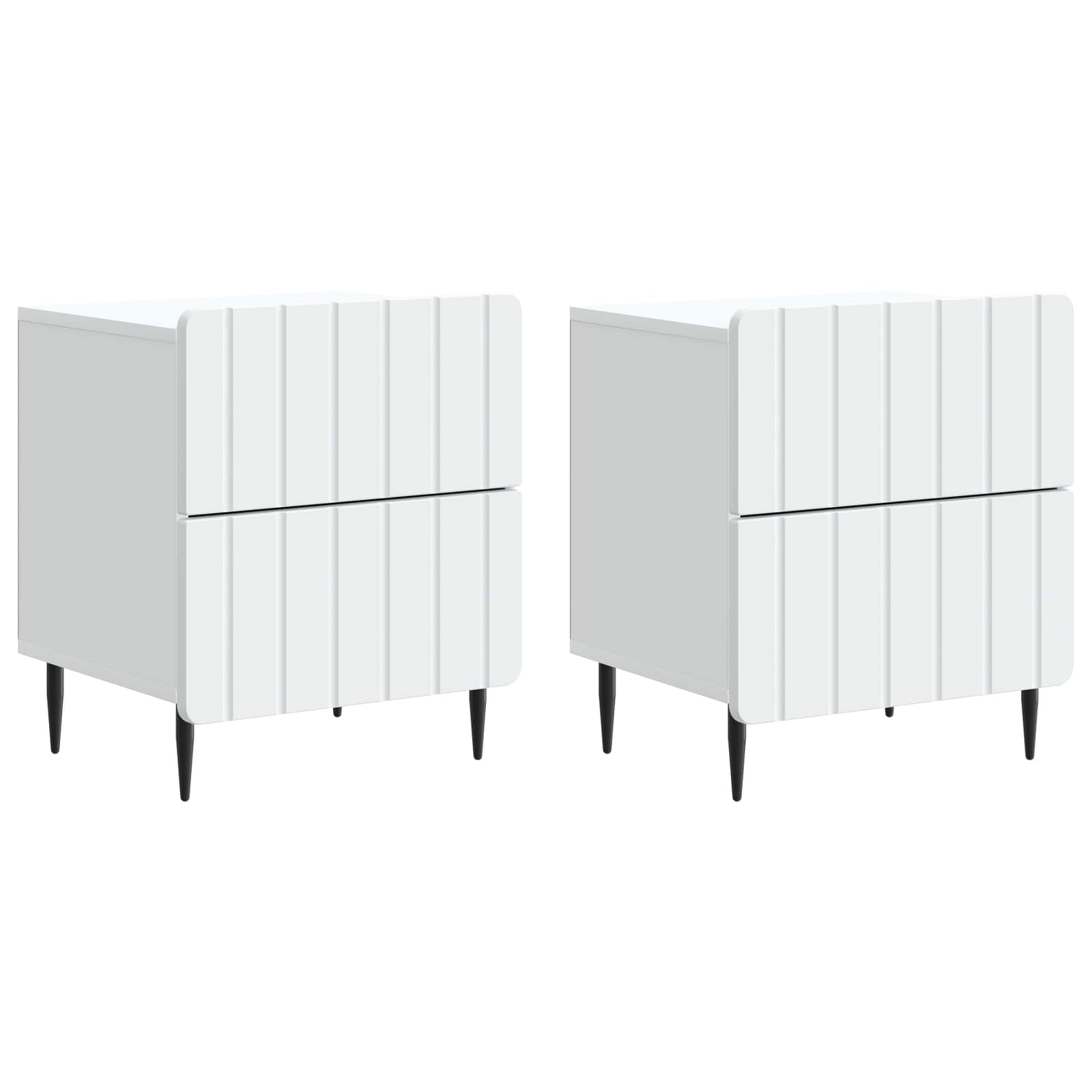 Noční Skříňka 2 Pcs Bílá 43 X 34,5 X 49,5 Cm Kompozitní Dřevo