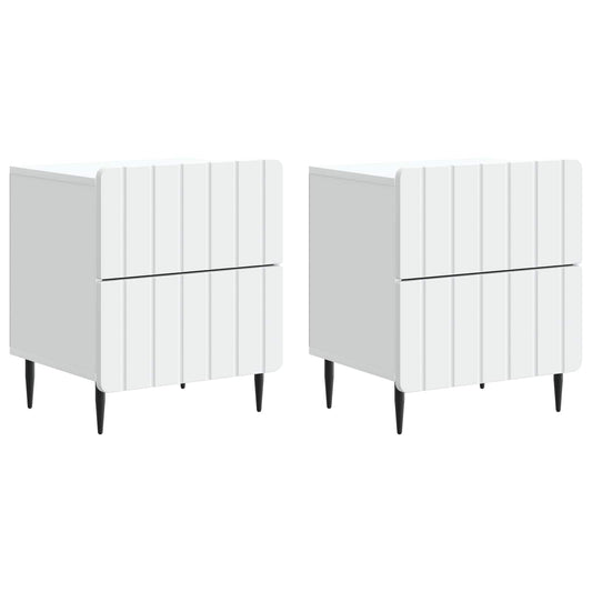 Noční Skříňka 2 Pcs Bílá 43 X 34,5 X 49,5 Cm Kompozitní Dřevo