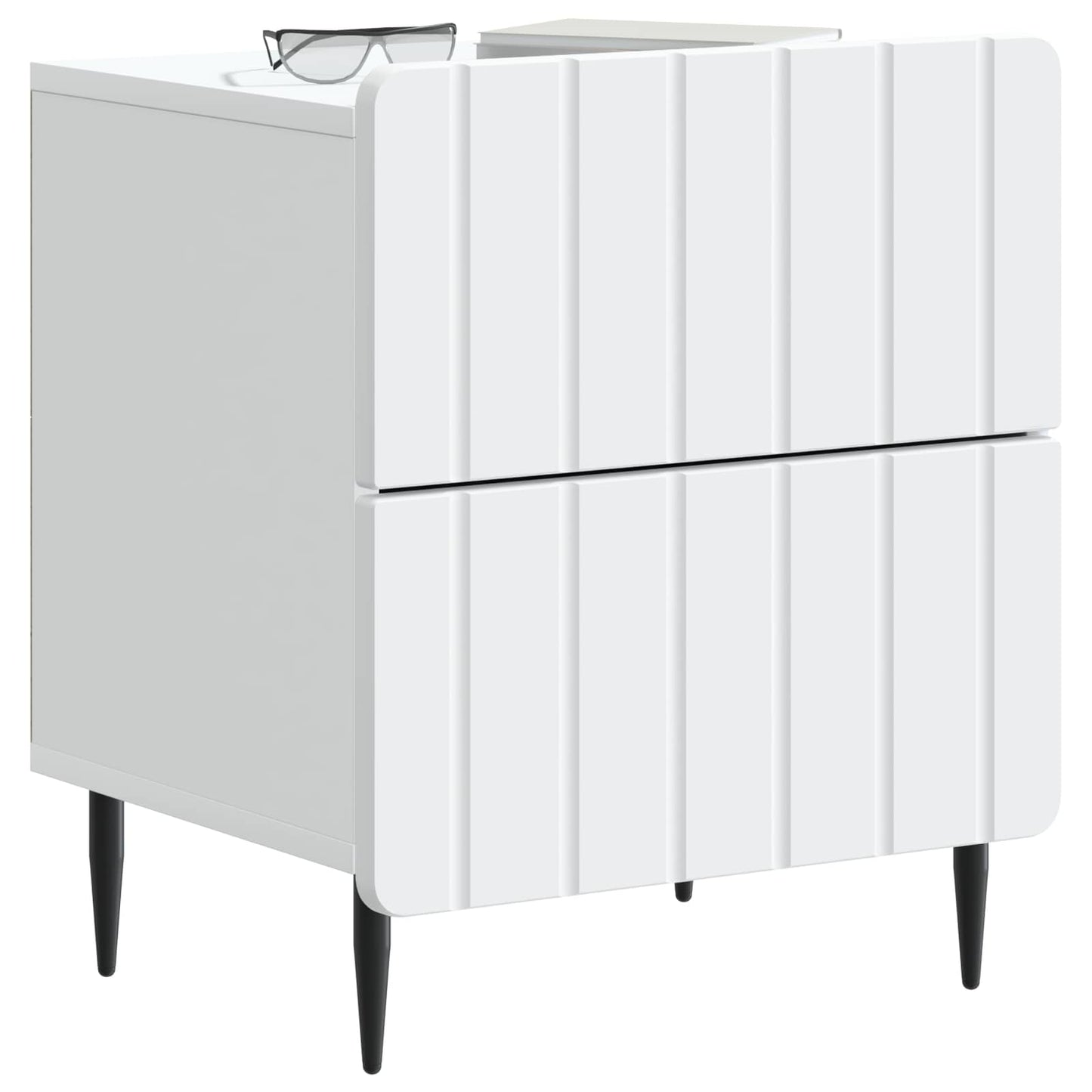 Noční Skříňka 2 Pcs Bílá 43 X 34,5 X 49,5 Cm Kompozitní Dřevo