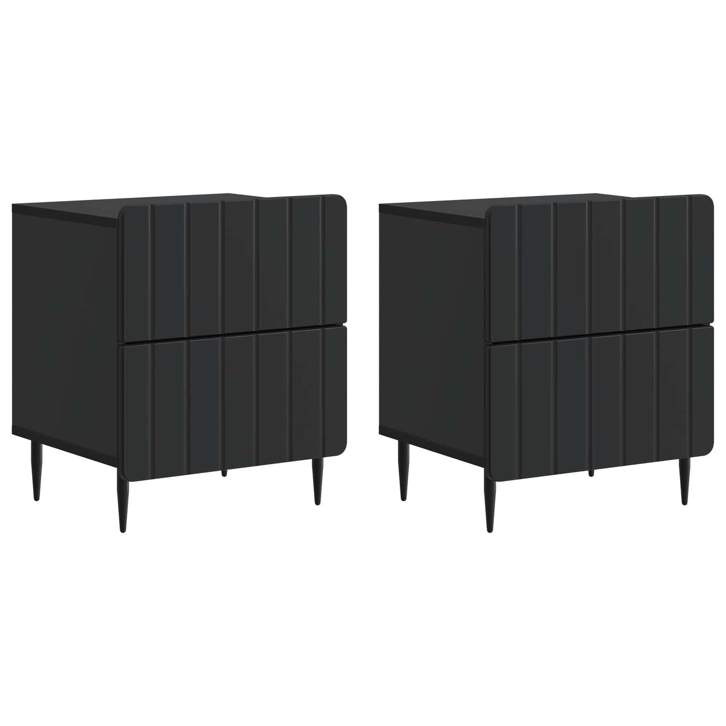 Noční Skříňka 2 Pcs Černá 43 X 34,5 X 49,5 Cm Kompozitní Dřevo