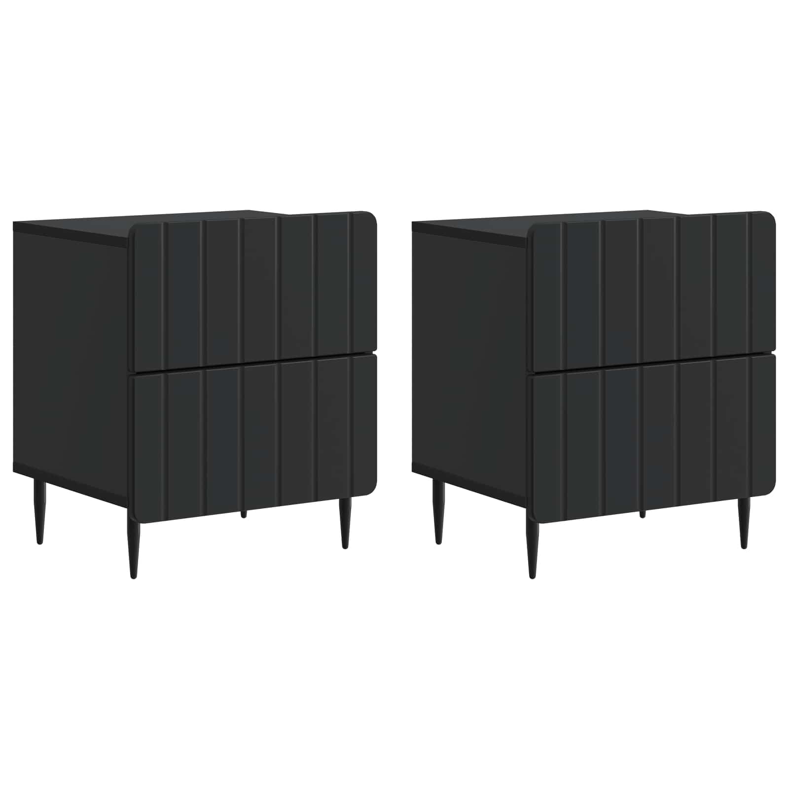 Noční Skříňka 2 Pcs Černá 43 X 34,5 X 49,5 Cm Kompozitní Dřevo