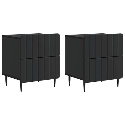 Noční Skříňka 2 Pcs Černá 43 X 34,5 X 49,5 Cm Kompozitní Dřevo