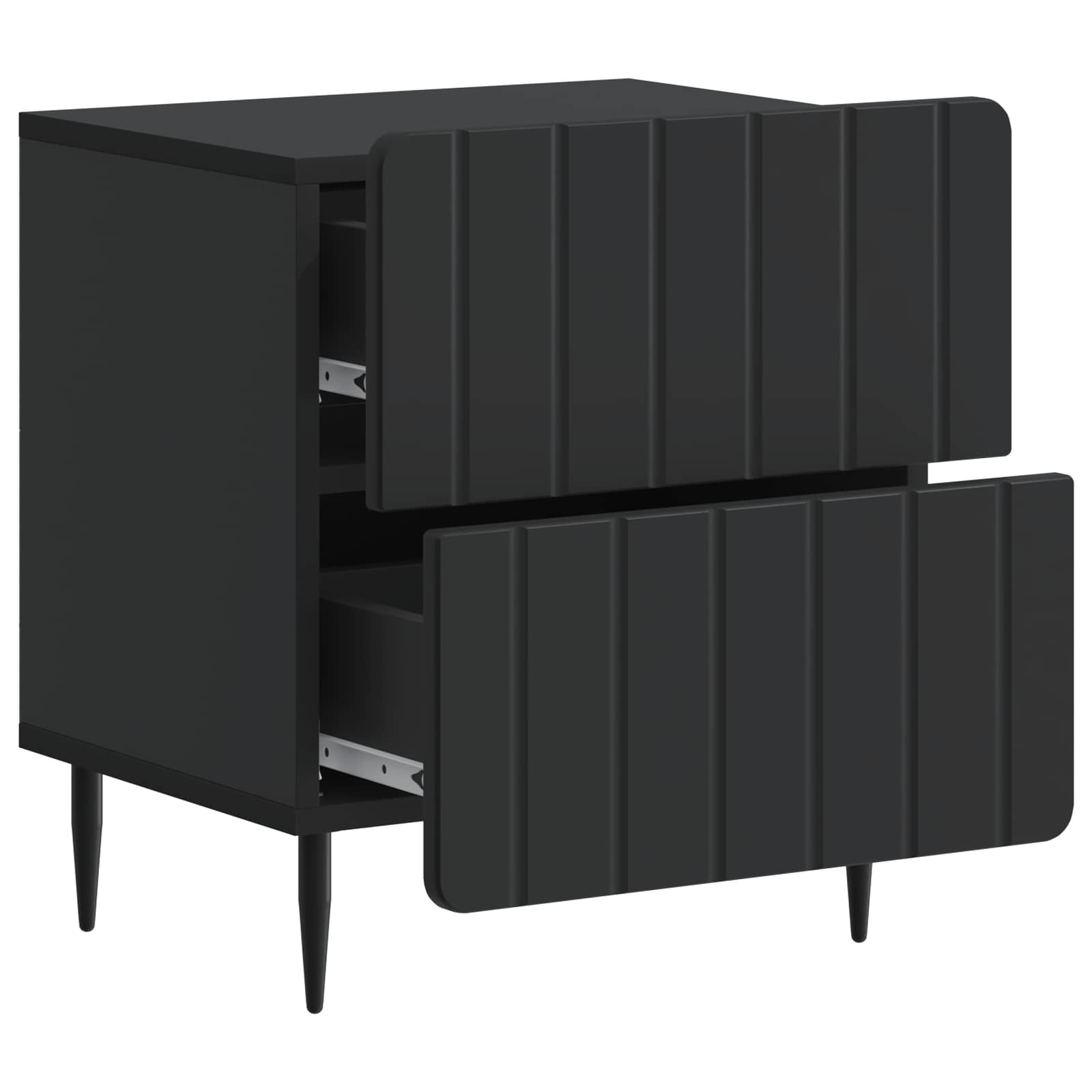Noční Skříňka 2 Pcs Černá 43 X 34,5 X 49,5 Cm Kompozitní Dřevo