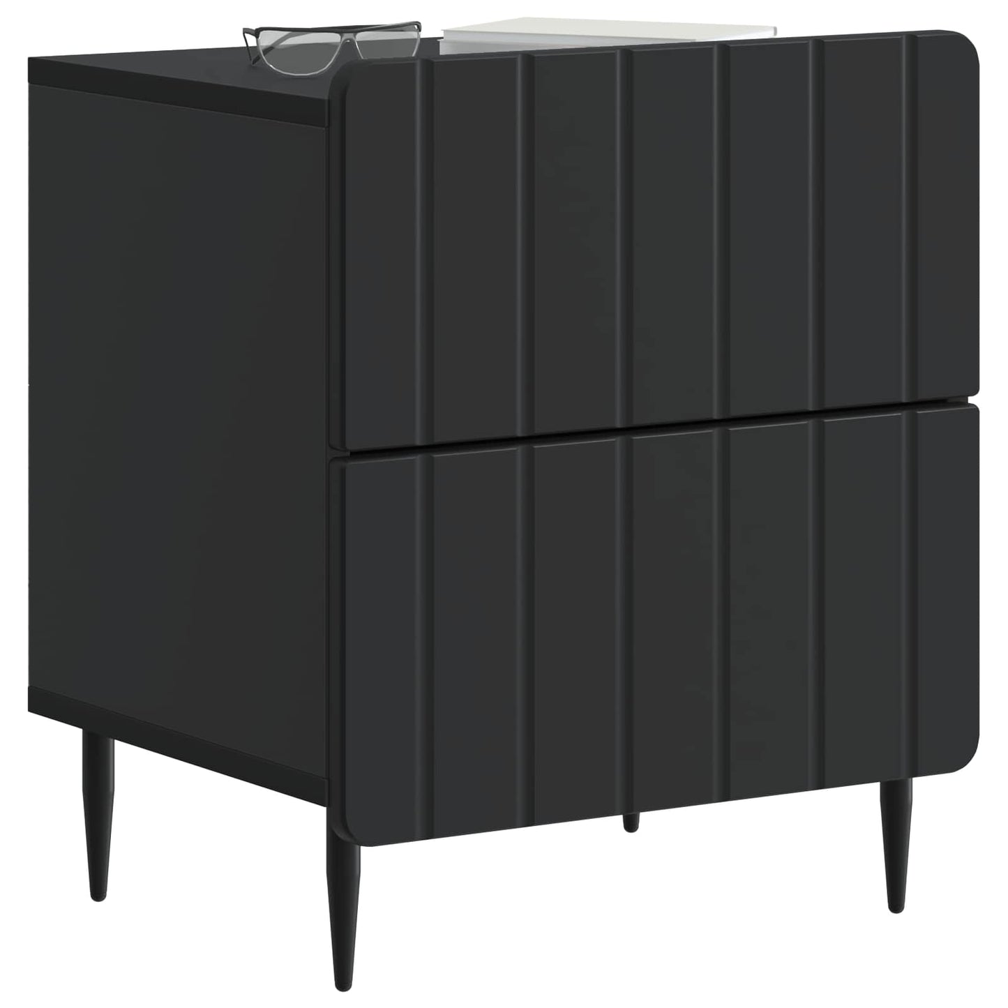 Noční Skříňka 2 Pcs Černá 43 X 34,5 X 49,5 Cm Kompozitní Dřevo
