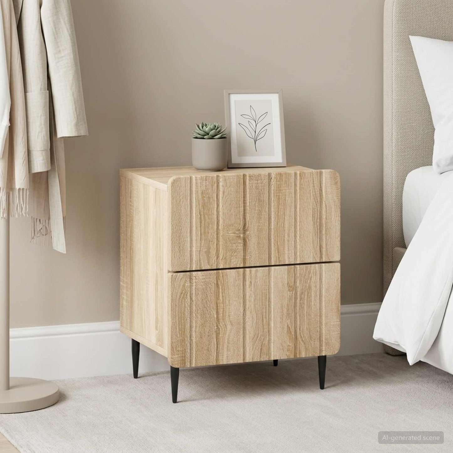Noční Skříňka Se Zásuvkou 2 Pcs Dub Sonoma 43 X 34,5 X 49,5 Cm