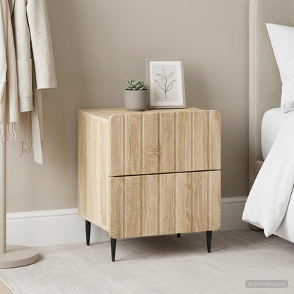 Noční Skříňka Se Zásuvkou 2 Pcs Dub Sonoma 43 X 34,5 X 49,5 Cm