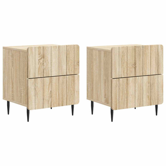 Noční Skříňka Se Zásuvkou 2 Pcs Dub Sonoma 43 X 34,5 X 49,5 Cm