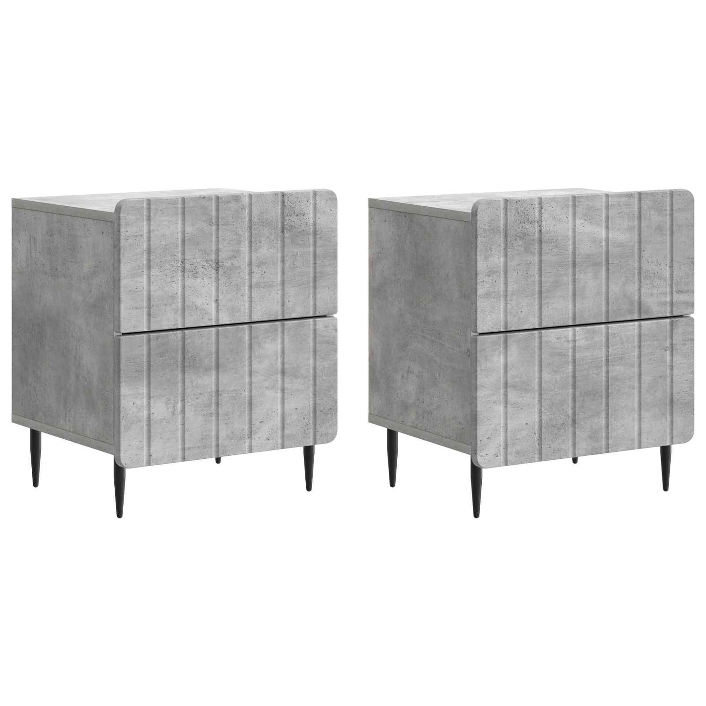 Noční Skříňka 2 Pcs Betonově Šedá 43 X 34,5 X 49,5 Cm