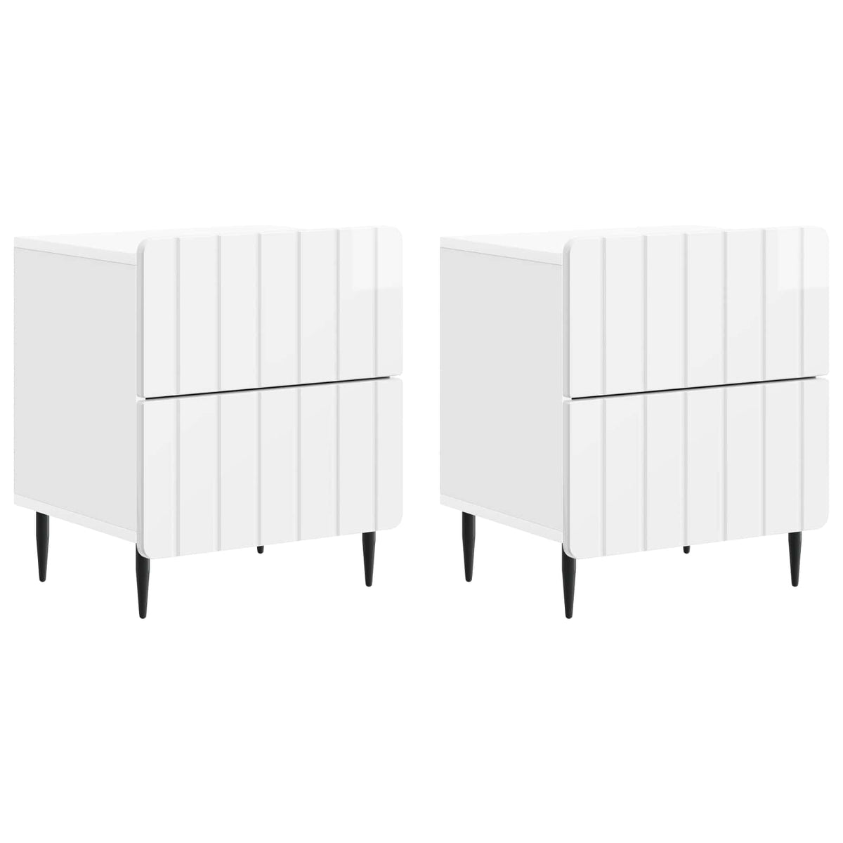 Noční Skříňka 2 Pcs Bílá S Vysokým Leskem 43 X 34,5 X 49,5 Cm