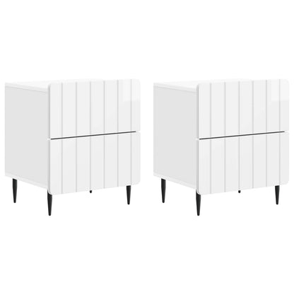 Noční Skříňka 2 Pcs Bílá S Vysokým Leskem 43 X 34,5 X 49,5 Cm
